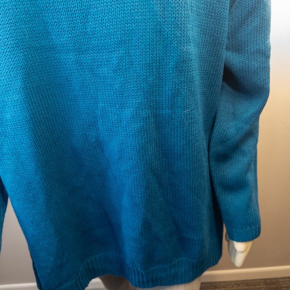Twiggy London Womens Size 2X Knit Sweater Teal Cowl Neck Oversize Pullover Soft - Picture 6 of 9
